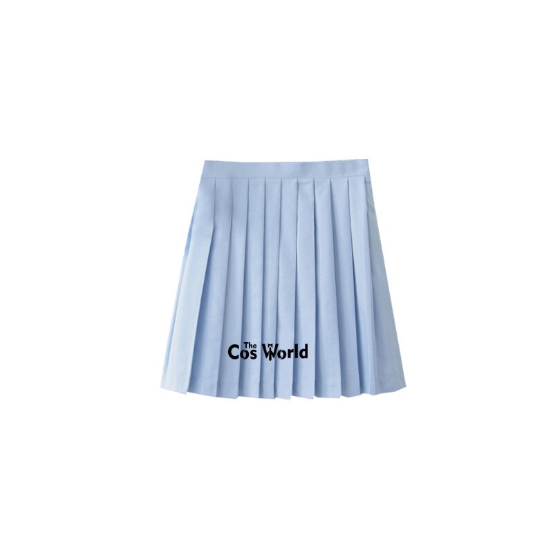 Vatten blå vit sommar marin sjöman kostym toppar kjolar jk gymnasieuniform klass uniform elever tyg: 42cm kjol / L
