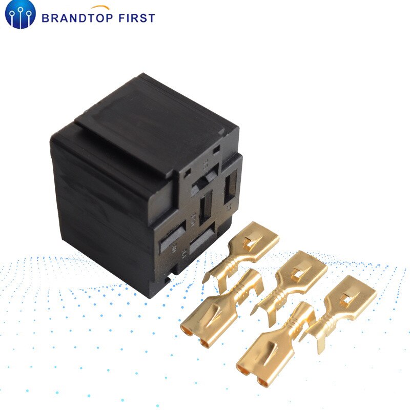 1Set Car Auto Vehicle 5 Pin Relay Socket Holder with 5Pcs 6.3mm Copper Terminal: Lavender