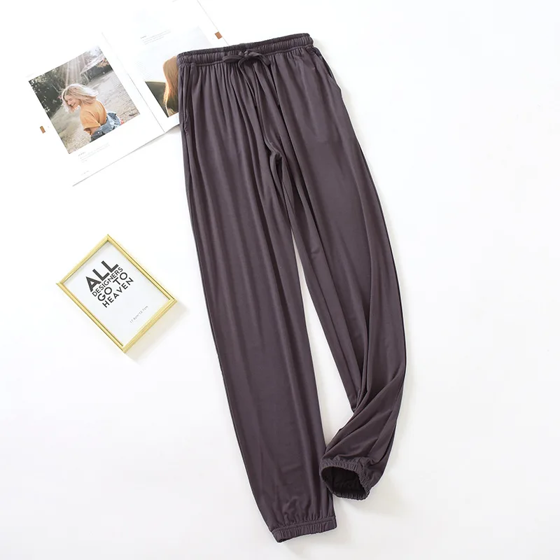 Pantalones japoneses de estilo para el hogar para mujer, pantalones finos de modal holgados de talla grande de color sólido para primavera y verano, pantalones para el hogar para mujer