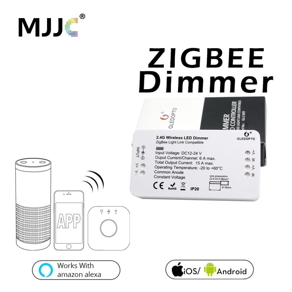 Zigbee led-himmennin  dc 12v 24v 360w älysovellus ohjausvalonauhan jännitteensäädin valohimmennin led-nauhan tehosäätimelle