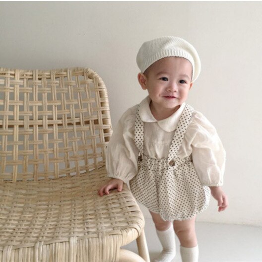 Herbst Neue Baby Overalls Dot Print Einfache Lose Baumwolle Casual Hosen Jungen Mädchen Overall Kinder Overalls