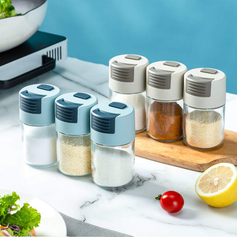 Botella de sal cuantitativa de 5g, frascos de vidrio para especias, suministros de cocina, condimentos, Salero y pimentero, Organizador