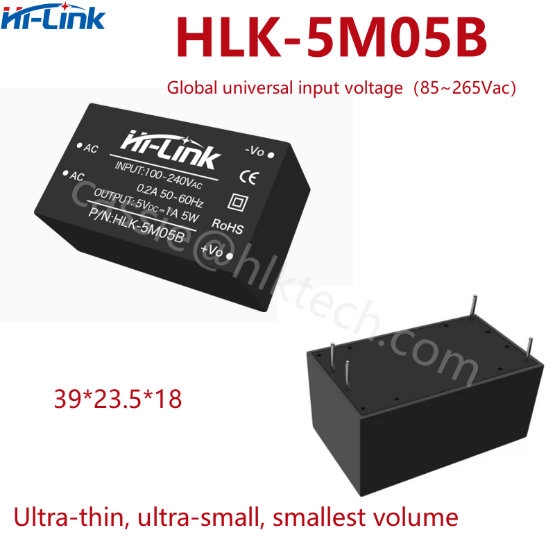 Hlk -5 m 05b 5 m 03 5 m 05 5 m 09 5 m 12 5 m 24 hei- link 110v 220v til 3.3v 5v 9v 12v 24v ce standard acdc-strømomformermodul hlk -5 m 05