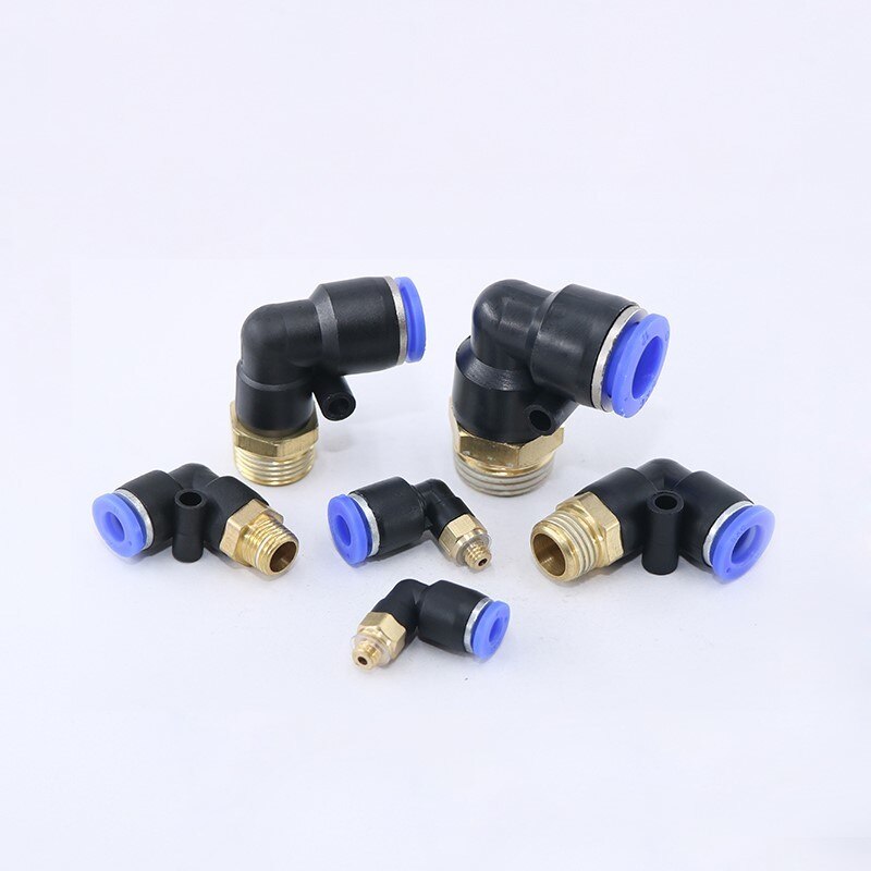 Pl Elleboog Pneumatische Montage 1/4 3/8 1/2 1/8 Bsp Buitendraad Air Quick Connector L Shape Push In Slang Od 6Mm 8Mm 10Mm 12Mm