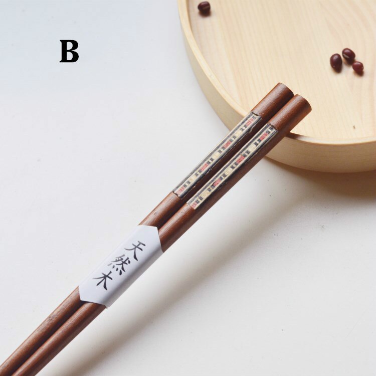 1 Pair Japanese chopsticks Iron Wood Non-Slip Sushi Food Chop Sticks Set Chinese palillos japoneses reusable: B