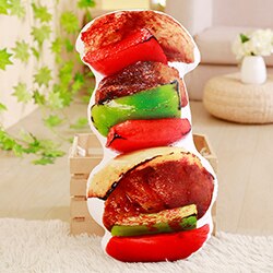 Barbecue cuit au four simulé en peluche jouet en peluche jardin Barbecue décor nourriture en peluche oreiller enfants saucisse calmar Saury jaune Croaker os jouet: Vegetable