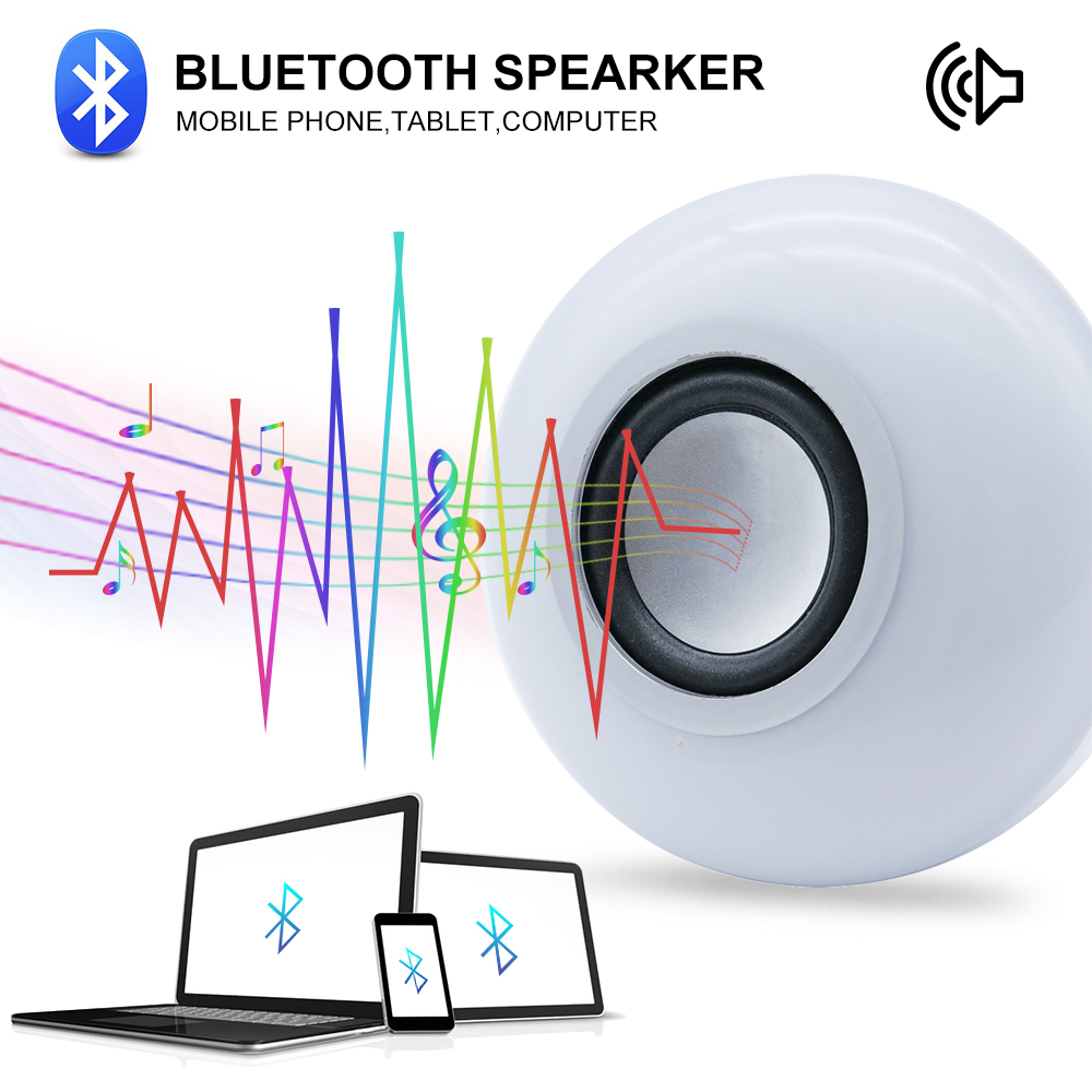 Smart E27 Bluetooth Speaker Led Lamp Rgbw 12W Met 24 Keys Afstandsbediening Muziek Draadloze Rgb Led Lamp AC100-240V