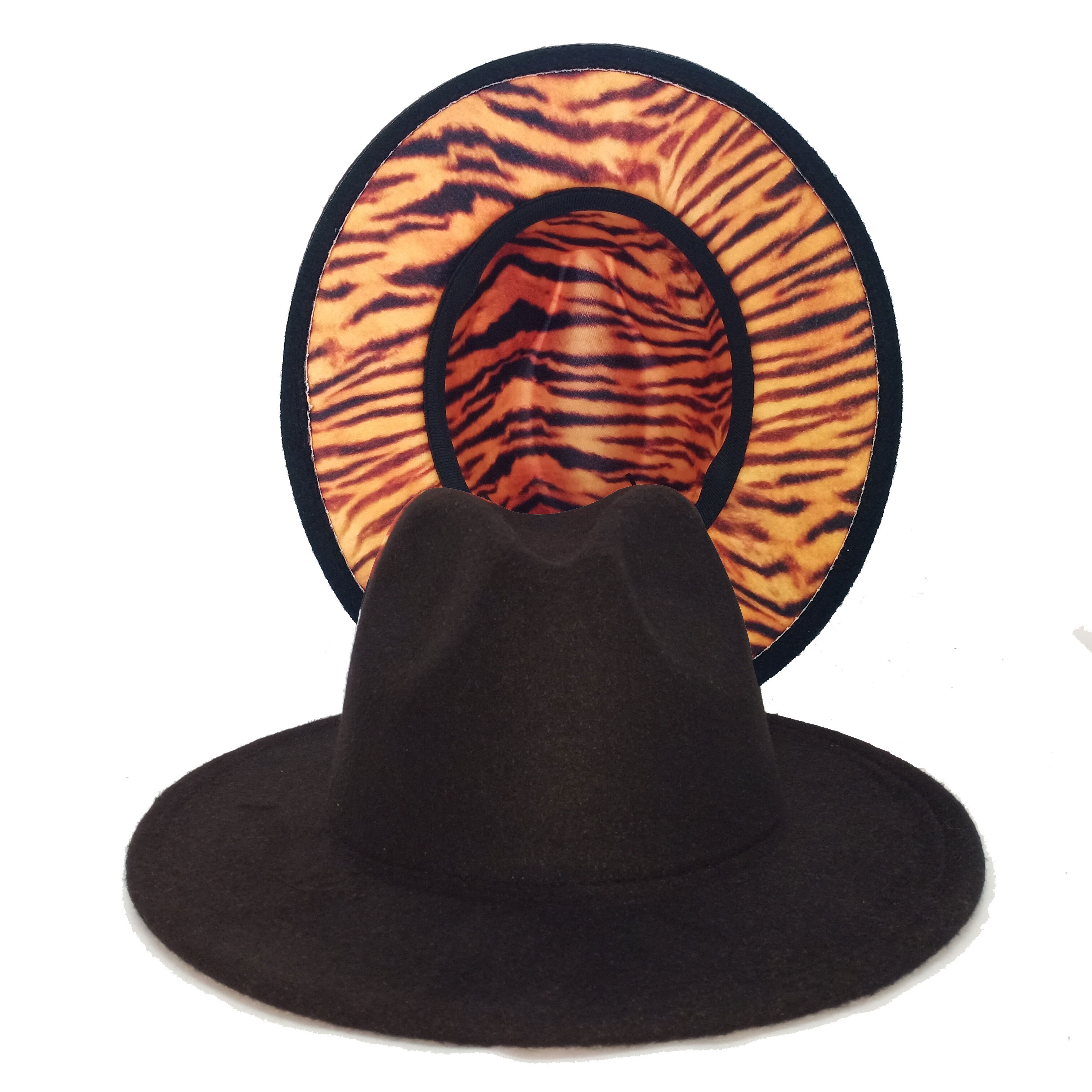 Sombreros Fedora de grano de leopardo para hombre y mujer, gorro de Jazz estilo Retro Panamá, sombrero de vaquero de ala ancha, Unisex: 06