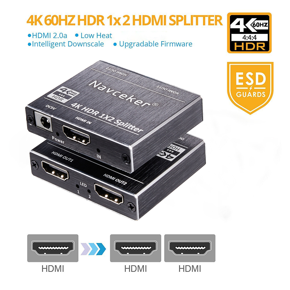 4K 60Hz Hdr Hdmi 2.0 Splitter 1X2 Splitter Hdmi 2.0 4K Ondersteuning Hdcp 2.2 uhd Hdmi Splitter 2.0 Switch Box Voor PS4 Projector