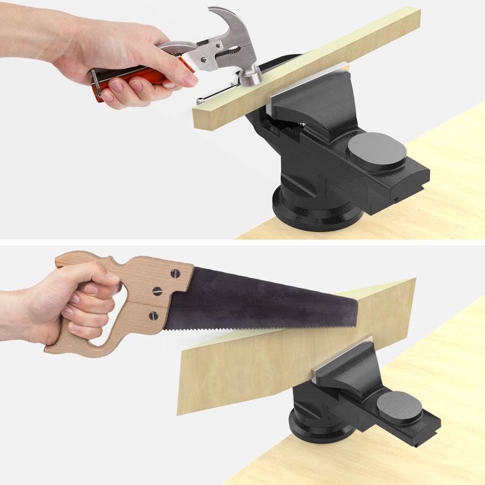 Universal Table Vise 360°Swivel Base Bench Clamp Home Vise Clamp-On Vise Repair Tool Portable Work Bench Vise Drilling