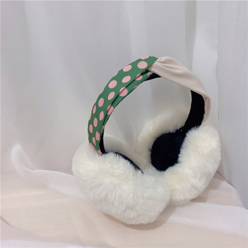 Women's earmuffscute polkadot crossover warmths... Grandado