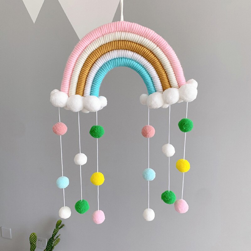 DIY Seil Regenbogen Zauberstab Hängende Dekoration Handarbeit Gewebt Regenbogen Dekoration nordisch Baby Zimmer Zubehör Wohnzimmer Wohnkultur
