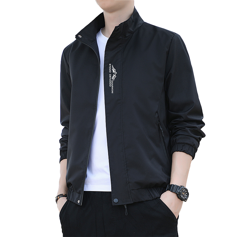 Herrenjacke für draussen-Aktivitäzehn, Winddicht, Wasserdicht, Lässiger Amerikanischer Stil, Reißverschluss, Langarm, Modische Kurze Jacke für Männer