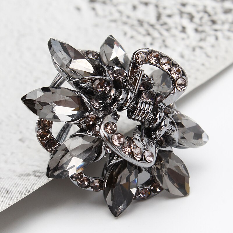 Pauw Haar Klauwen Voor Vrouwen Vintage Haar Sieraden Charm Big Rhinestone Crystal Krab Clip Bruiloft Haar Accessoires: light gray