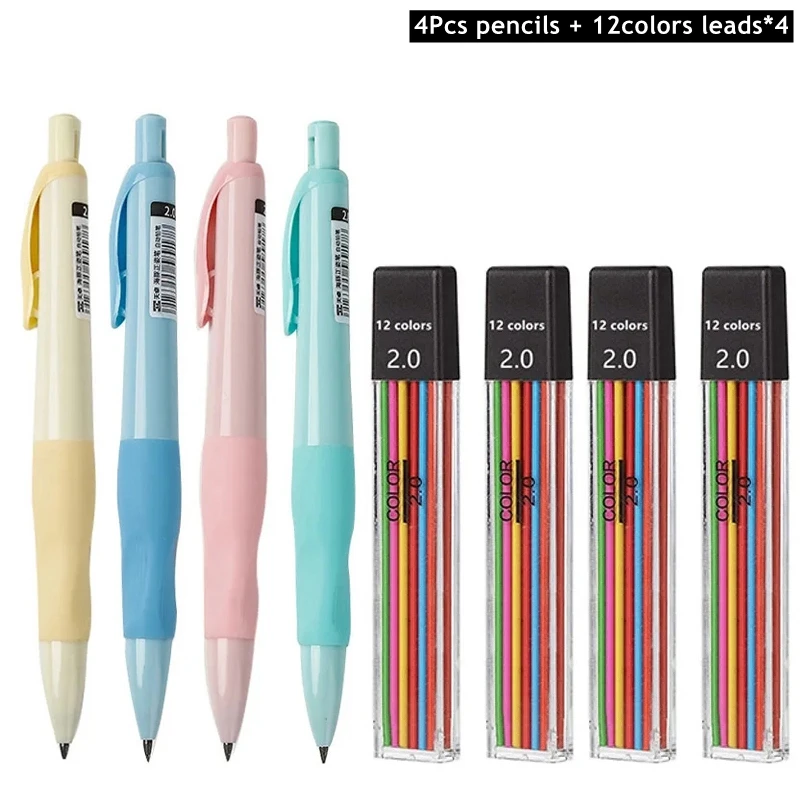 Ensemble de crayons mécaniques dauphin mignon de 2mm, crayon HB pour dessin de charpentier 2.0mm pour dessin, écriture, croquis, fournitures scolaires Kawaii: Bleu