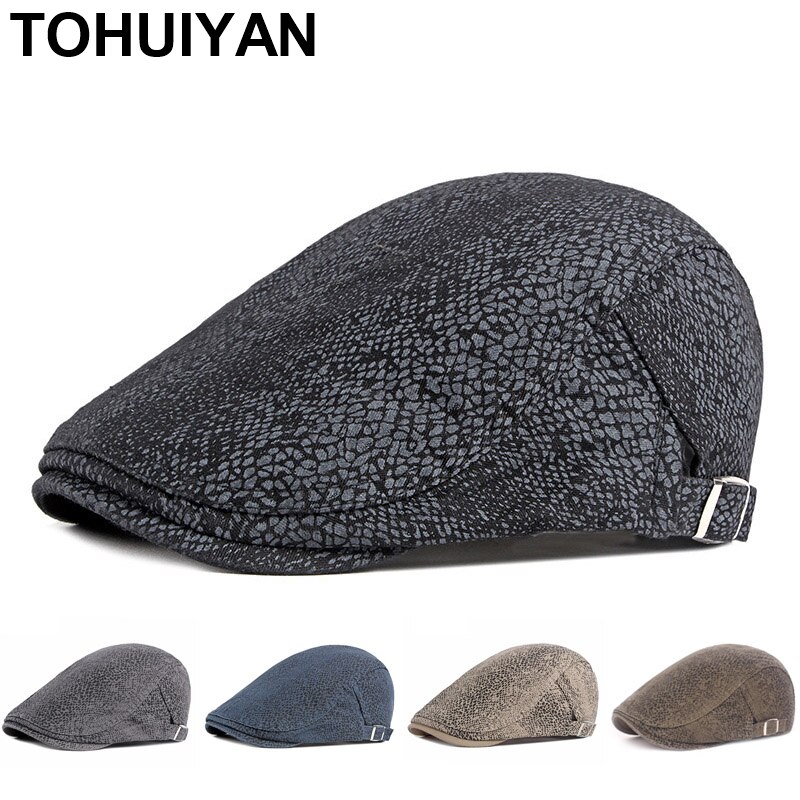 Klassieke Python Krantenverkoper Caps Heren Mode Wilde Baret Hoed Driver Gorras Planas Platte Cap Retro Hip Hop Piekte Hoeden Voor vrouwen Boinas