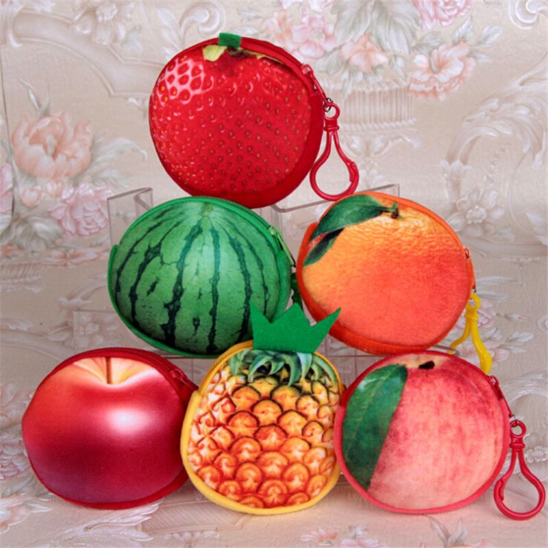 1Pcs Vrouwen Mini 3D Fruit Portemonnee Mini Handtas Key Mini Bag Vrouwelijke Rits Kleine Portemonnee Meisjes Portemonnee portemonnee