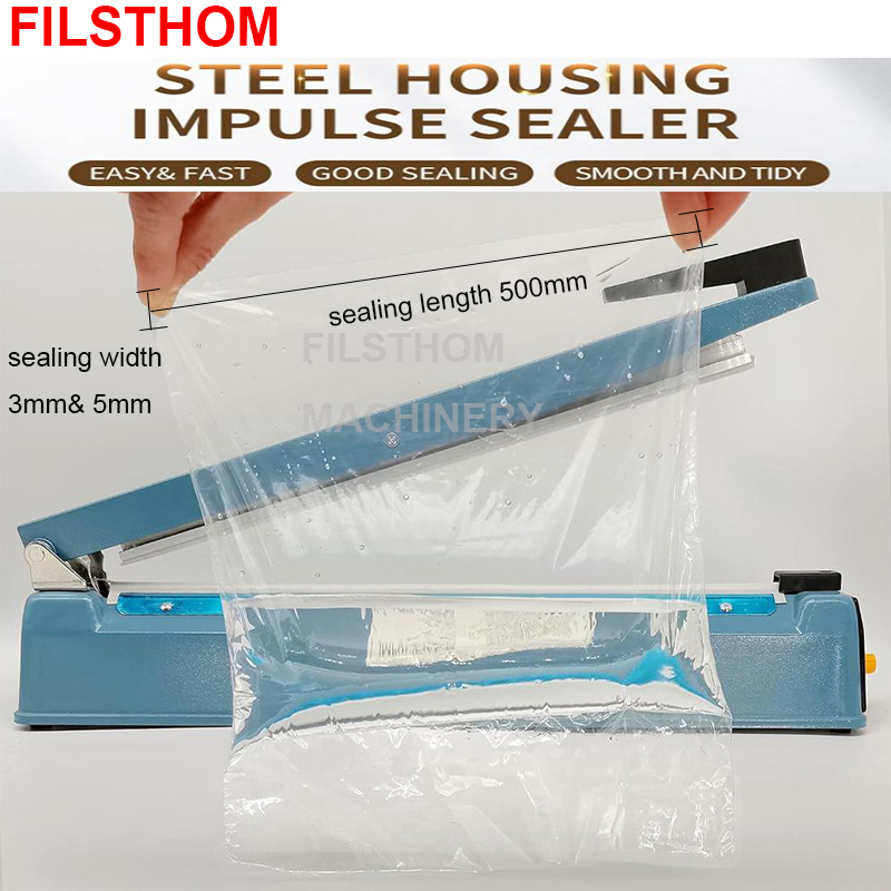 500mm Iron Handheld Electric Heating Impulse Sealing Machine Hand Pressure Sealer For Plastic Aluminum Foil Non-woven Fabric Bag