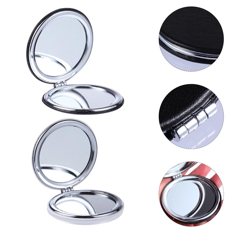 2Pcs Portable Foldable Double-Sided Compact Mirror Makeup Cosmetic Mirror