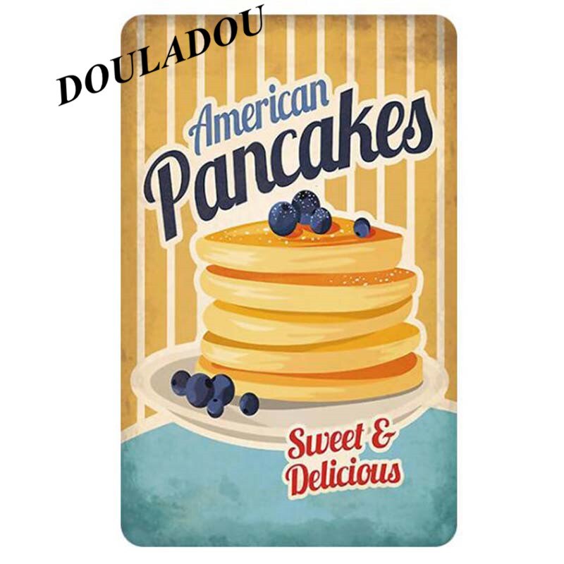 [Douladou] Vintage Pannenkoek Pizza IJS Plaque Tin Teken Cafe Winkel Metalen Teken Poster Bar Club Thuis decoratie 20x30cm: 7