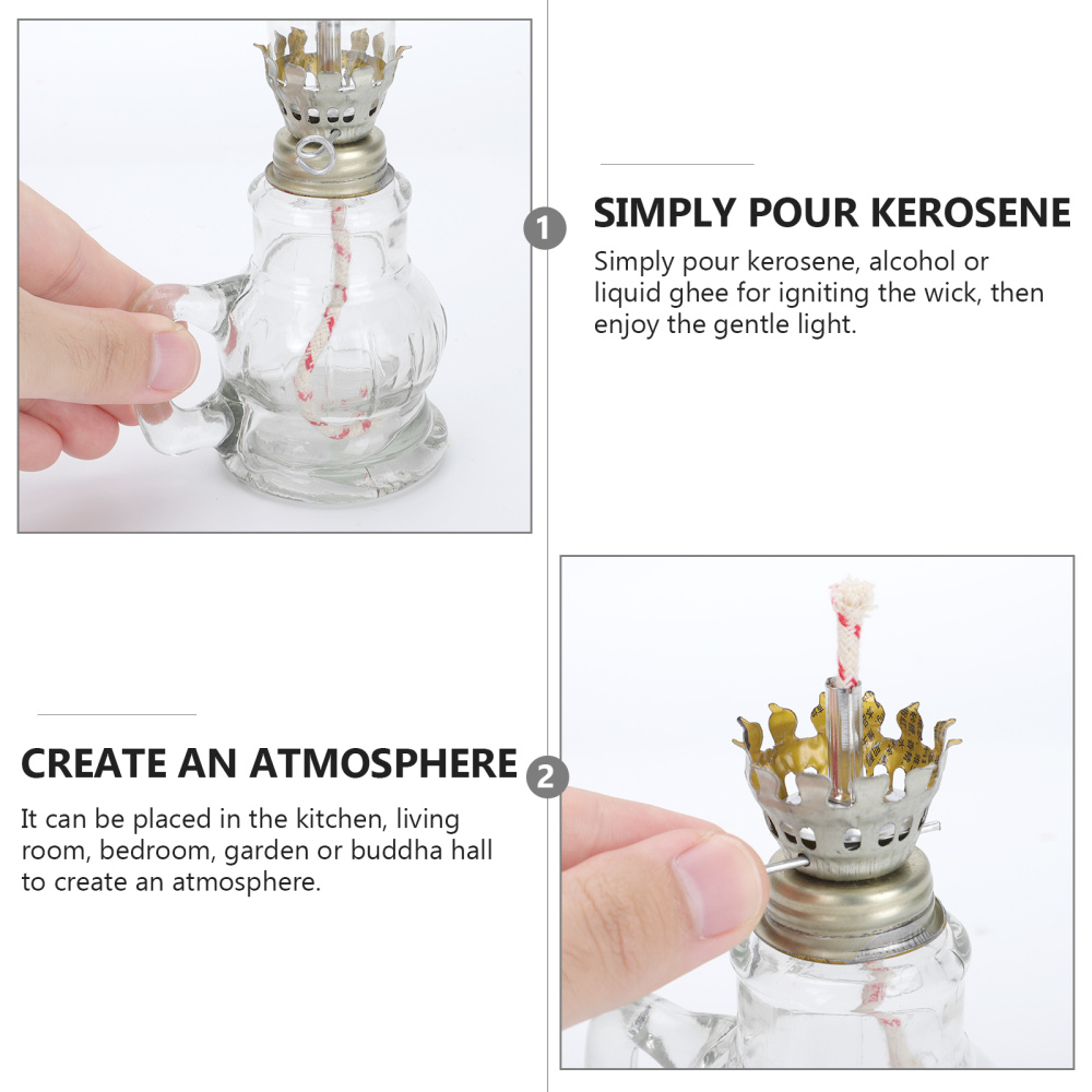 Desktop Oil Lamp Retro Kerosene Lamp Handheld Oil Lantern Glass Kerosene Lamp