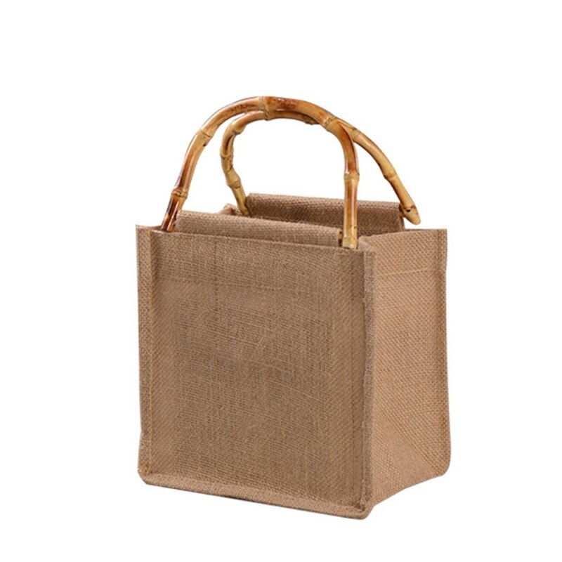 Borsa per la spesa portatile in juta borsa per la spesa borsa in bambù maniglie riutilizzabili Tote borse per la spesa per donne ragazze X7XC: 22x15x23cm