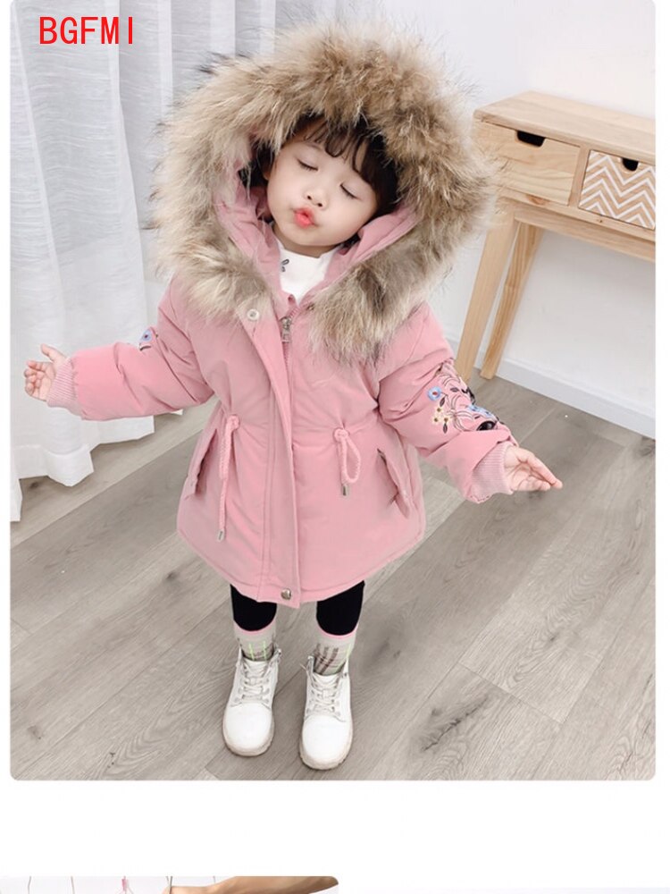 2-9Y Winter Mantel Kleinkind Mädchen Winter Kleidung Winter Plus Samt Dicken Parka Mädchen Rosa Kuchen Zu Überwinden Baumwolle Mit Kapuze Jacke