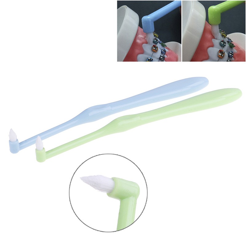 4 Stuks Orthodontische Tandenborstel Puntige Hoofd Zacht Haar Correctie Schoon Tanden Gap Floss Mondhygiëne Tanden Beugel Tandenborstels