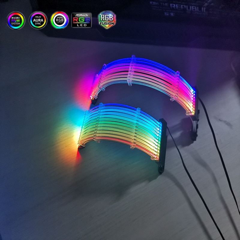 RGB PSU Extension Cable - ATX 24Pin / GPU 8Pin - 5V ARGB Sync - PC Case Decoration