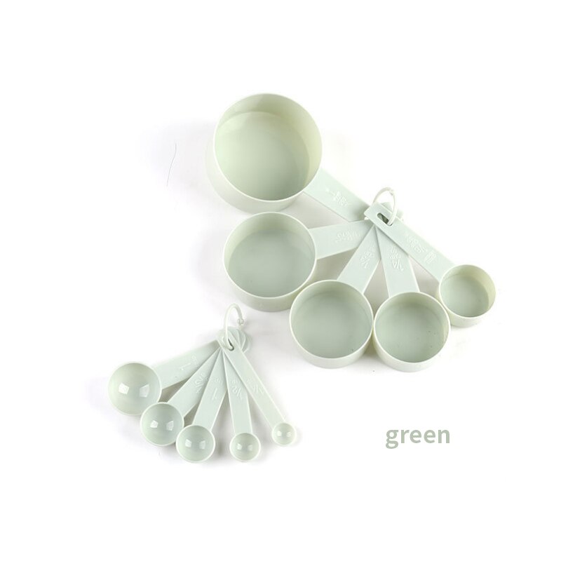 Meer Kleur 10 Stks/set Maatlepels Kleurrijke Plastic Maatregel Lepel/Cup Keuken Super Nuttig Suiker Taart Bakken Gereedschap Lepel-S: green