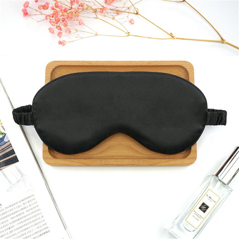 Máscara de seda para dormir 3D, mascarilla para dormir suave y Natural, parche para los ojos, para hombres y mujeres, 1 Uds.: black