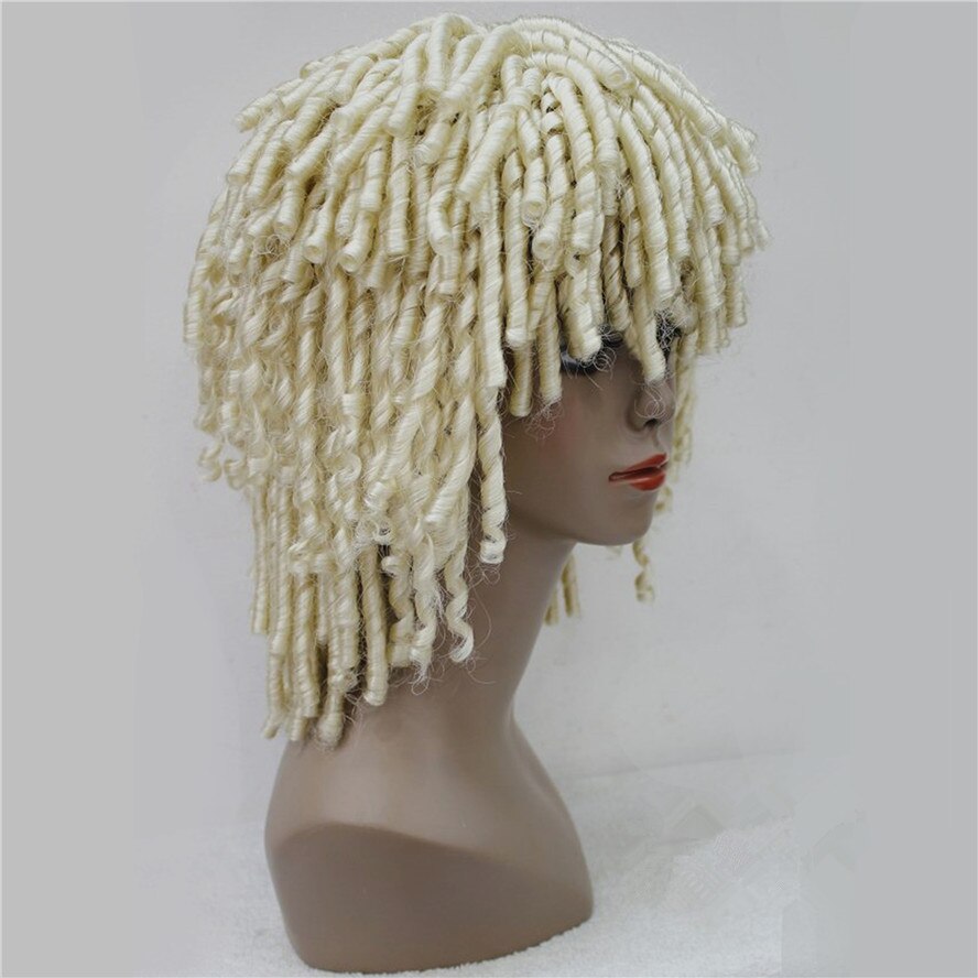Strongbeauty dreadlock hår afrikanska flätor peruk blond/brun korkskruv lockar medellånga syntetiska peruker