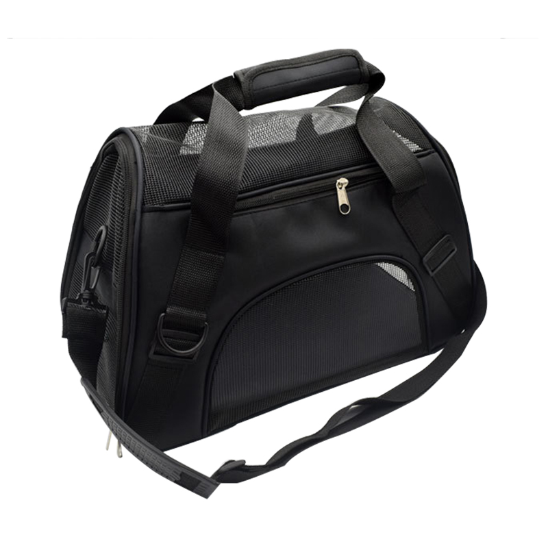 Falten Haustier Tragen Tasche Nylon Atmungsaktive Gittergewebe Katze Träger Außerhalb Tragbare Hund Reisetasche Ich bin Freien Kleine Haustier Durchführung Handtasche: Schwarz / L