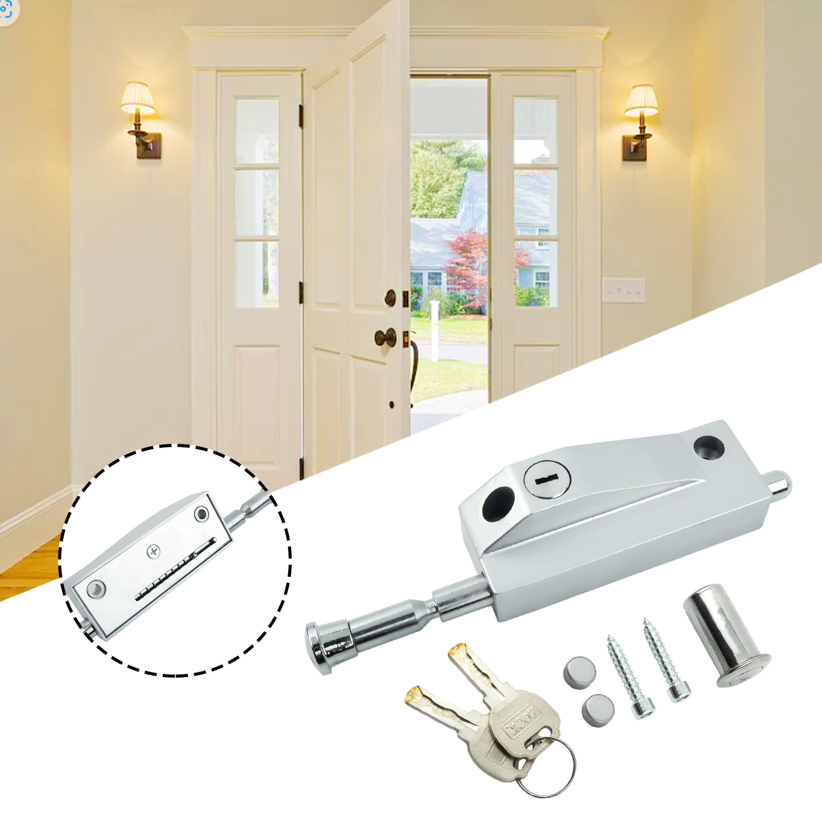 Latch Lock Wooden Door Floor Lock Spring Bolt Lock Door Bolt Lock Floor Bolt Lock Rotating Door Lock Lock Anti-theft Door Lock