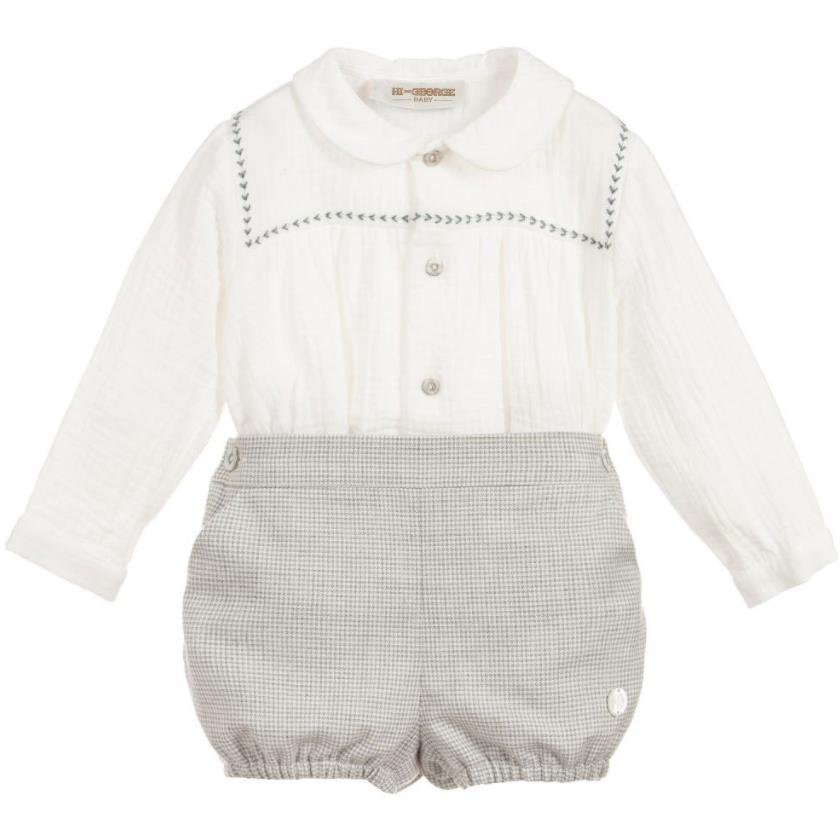 2PCS Children Boutique Clothes Boys Spanish Outfits Toddler Long Sleeve Shirts+Shorts Sets L1637