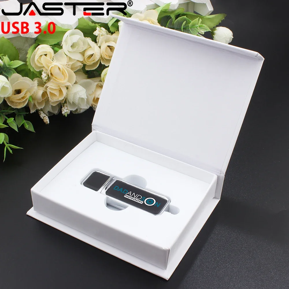High Speed Leather USB 3.0 Flash Drive 128GB Free Custom Printed Logo Pen Drive Memory Flash Stick Birthday Box