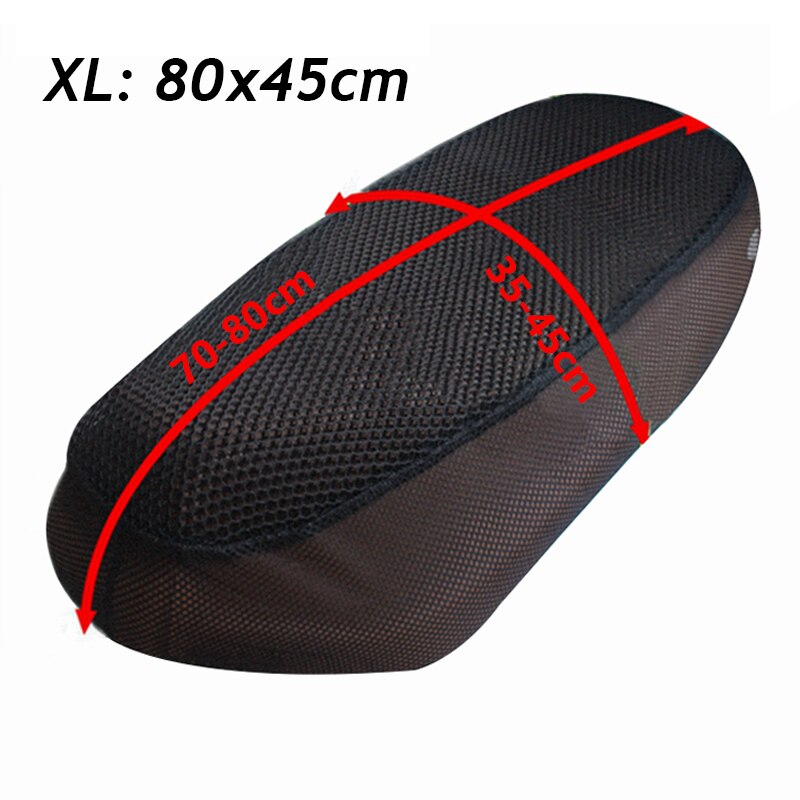 Funda de asiento de malla 3D para motocicleta, transpirable, de verano, para ciclomotor, Scooter, cojín antideslizante, accesorios impermeables: XL 80x45cm