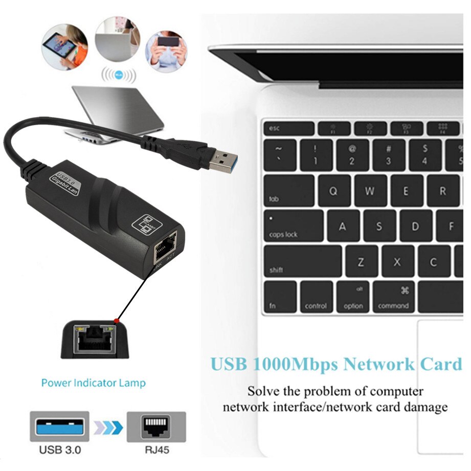 USB Gigabit Ethernet Adapter 3 Ports USB 3,0 HUB USB zu Rj45 Lan Netzwerk Karte für Macbook Mac Desktop + micro USB Ladegerät Kabel