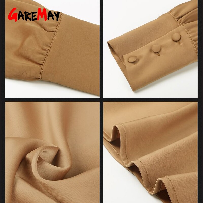 White Formal Shirts For Women Office Wear Blusas Spring Blouse Silk Satin Women Blouses Long Sleeve Top