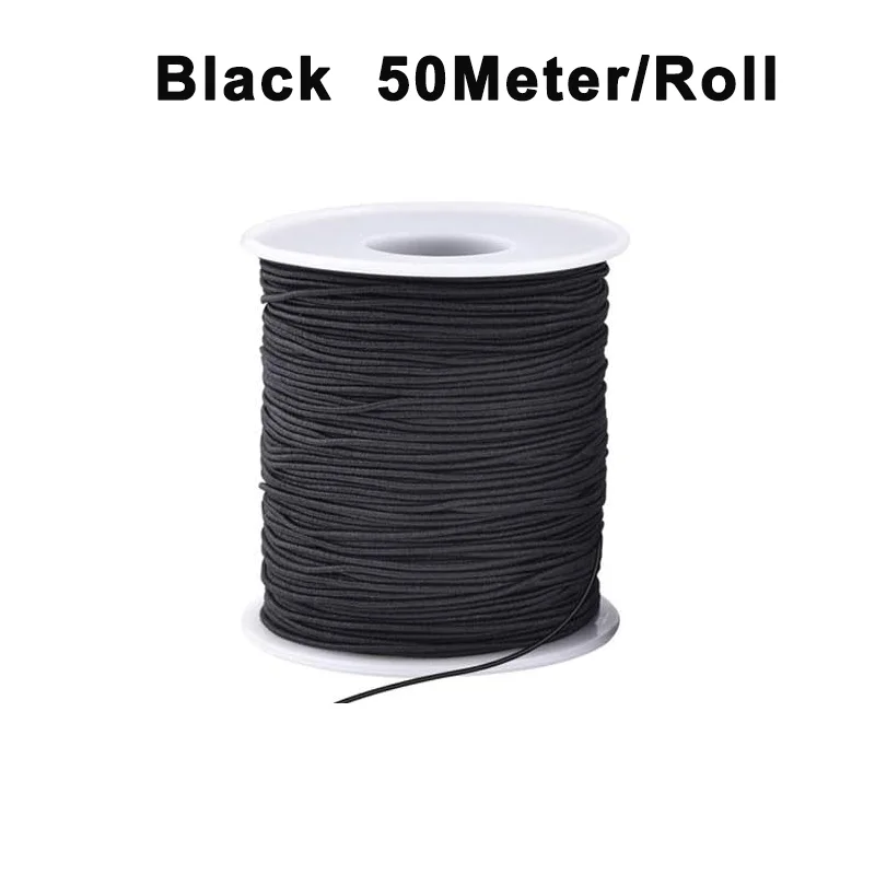 50M/rollo de cordón elástico de 1mm, cuerda elástica resistente para pulsera, cuerda elástica para pulseras, fabricación de joyería, manualidades DIY, abalorios: Oro