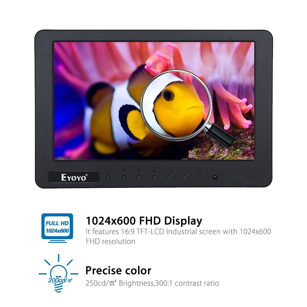 Eyoyo S701 7 "inch LCD Tft Monitor Display Video Audio BNC AV CVBS Ingang DC 12 V Voor Auto LCD TV DVR Ingebouwde Speaker