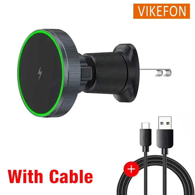 Qi2 2 in 1 magnetic wireless charger car air vent phone mount for iphone 16 15 14 13 pro max apple watch fast charging station: Green