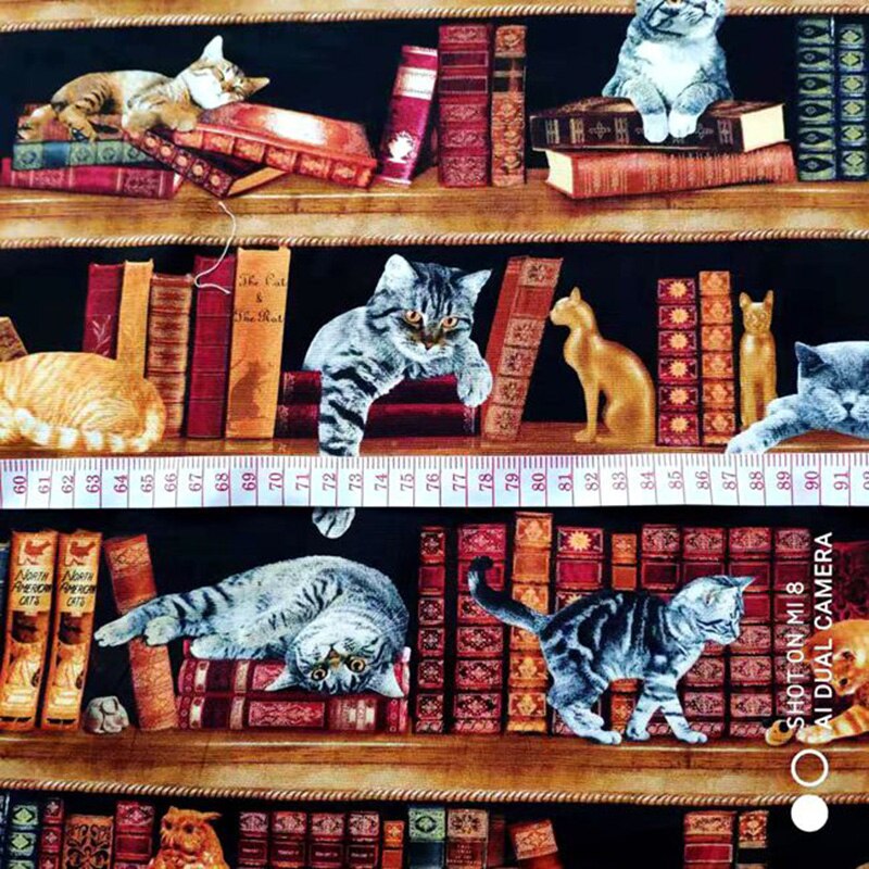 110cm Wide Cat On the Shelf Printed Cotton Fabrics for Sewing Quliting Fabric Needlework Material DIY Handmade Clothes Patchwork: Wide 110cmX100cm