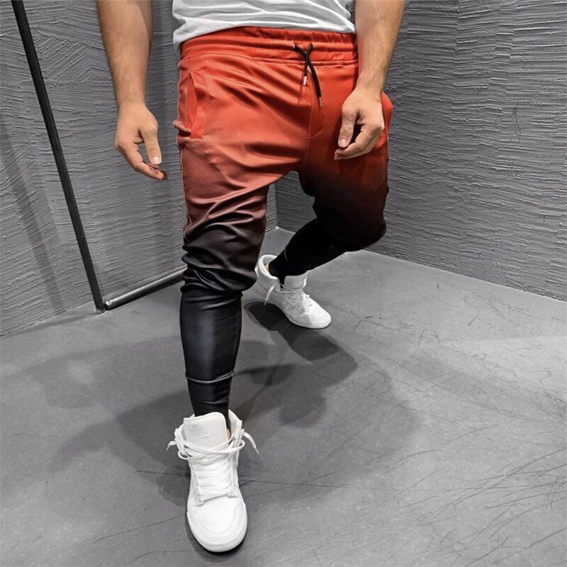 Pantalon Long homme dégradé taille élastique pantalon de survêtement homme Joggers pantalon homme sport skateboard pantalon homme Hip Hop pantalon Long: B / M