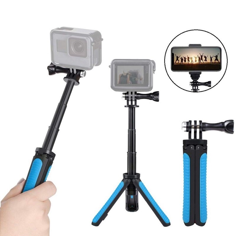 Mini selfie stick statief kit twee-in-één voor iphone pro 11/11/ x / xs / xr, galaxy, akaso, gopro action camera accessoires