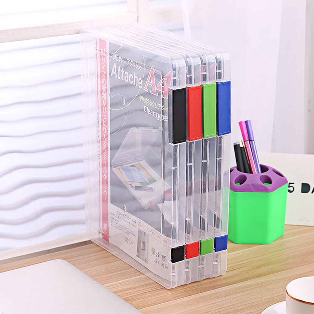 3 kleuren A4 Transparante Opbergdoos Clear Plastic Document Papier Vullen Case Bestand PP Office Organizer Onzichtbare Opslag Gevallen