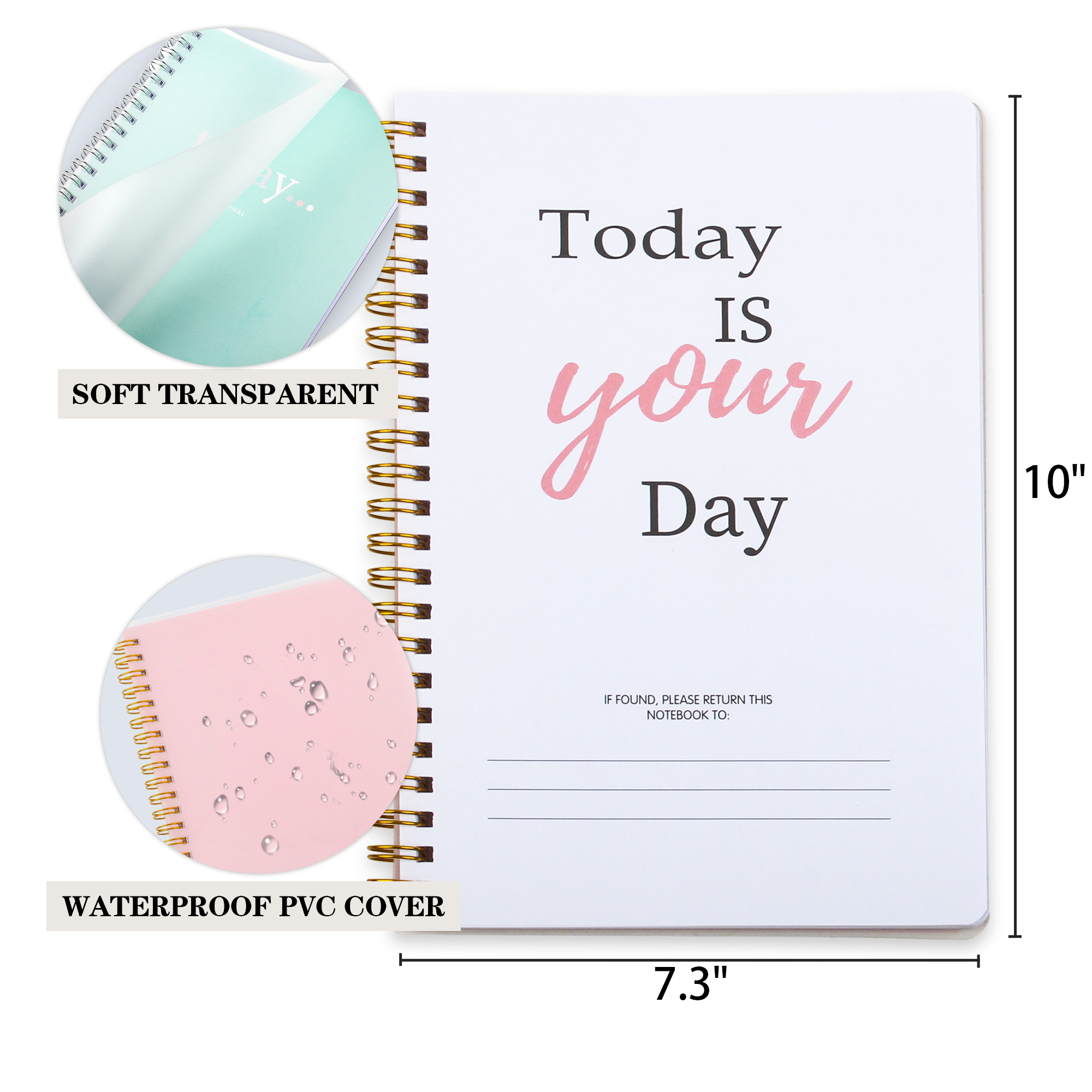 Planificateur quotidien Agenda du jour, Agenda non daté, couverture transparente, organisateur avec liste de tâches, fournitures scolaires et de bureau