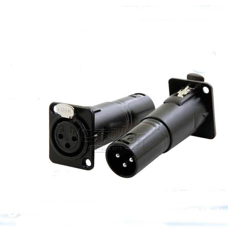 5pcs/lot 3 Pin XLR Female to XLR Male FeedThru Adapter adaptor Chassis Lock Socket Connector For D Panel Mounting