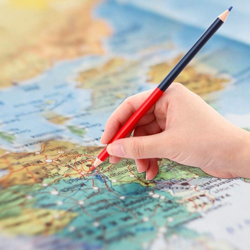 Lápices de comprobación borrables rojos y azules, 4 HB, preafilados, para comprobar la clasificación de las pruebas de coloración de mapas