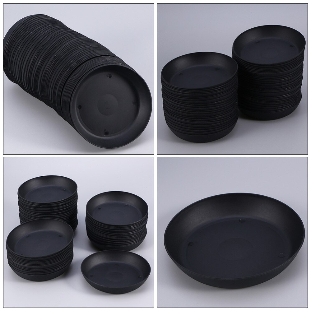 30pcs Gardening Plant Pot Water Trays Indoor Flower Container Saucer (Black)